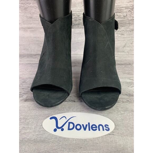 Steven By Steve Madden Womens Peep Toe Black Suede Heeled Ankle Booties Size 10 - Picture 2 of 5